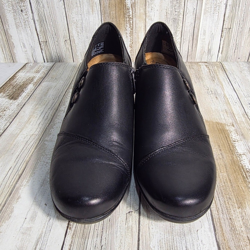 Clarks Collection Womens Black Leather Heeled Booties Shooties Size 9 M 26128442 - Picture 2 of 12